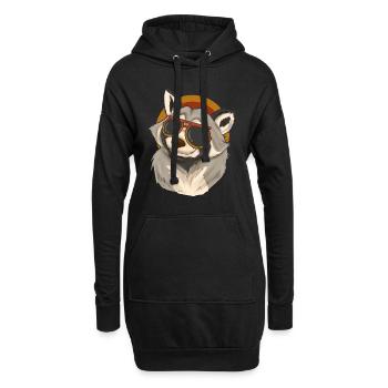 Tier Sonnenbrille Trash Panda Geschenk Waschbär - Hoodie-Kleid - Schwarz - Vorne