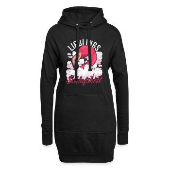 Nachteule Flamingo Geschenk Lieblings Schlafshirt - Hoodie-Kleid - Schwarz - Vorne
