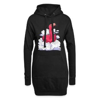 Tropischer Vogel Geschenk Wolken Rosa Flamingo - Hoodie-Kleid - Schwarz - Vorne