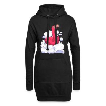 Exotisches Tier Geschenk Wolken Rosa Flamingo - Hoodie-Kleid - Schwarz - Vorne