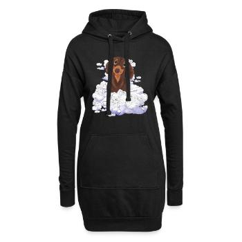 Dog Lover Dogs Cadeau Nuages teckel - Sweat-shirt à capuche long Femme - noir - Devant