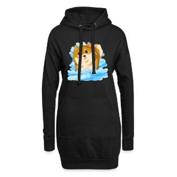 Dog Lover Kawaii Dogs Gift Clouds Shiba Inu - Sweat-shirt à capuche long Femme - noir - Devant