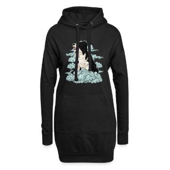 Dog Lover Chiens Cadeau Nuages Border Collie - Sweat-shirt à capuche long Femme - noir - Devant