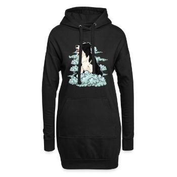 Hundehalter Wolken Hunde Geschenk Border Collie - Hoodie-Kleid - Schwarz - Vorne