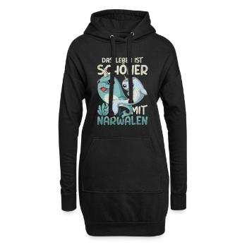 Das Leben ist schöner mit Narwalen Lustiges Narwal - Hoodie-Kleid - Schwarz - Vorne