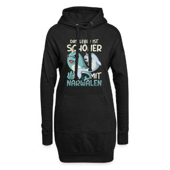 Ozean Tier Meerestier Lustiges Geschenk Narwal - Hoodie-Kleid - Schwarz - Vorne