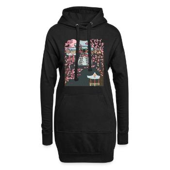Japon Esthétique Fleur de Cerisier Cadeau Sakura - Sweat-shirt à capuche long Femme - noir - Devant
