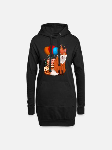 Tier Waldbewohner Geburtstagsfeier Geschenk Fuchs - Hoodie-Kleid - Schwarz