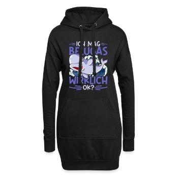 Beluga Wal - Hoodie-Kleid - Schwarz - Vorne