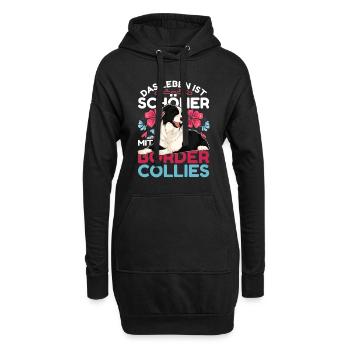 Blumen Hunde Lustiges Geschenk Border Collies - Hoodie-Kleid - Schwarz - Vorne