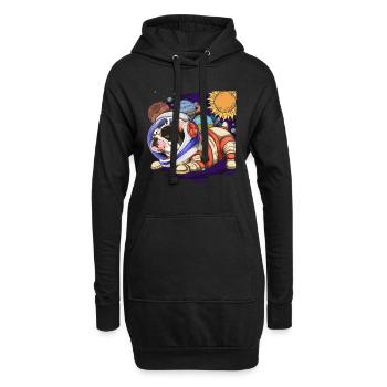 Universum Hunde Geschenk Astronaut Bulldogge - Hoodie-Kleid - Schwarz - Vorne