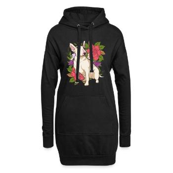 Hundeliebhaber Geschenk Blumen Hunde Bull Terrier - Hoodie-Kleid - Schwarz - Vorne