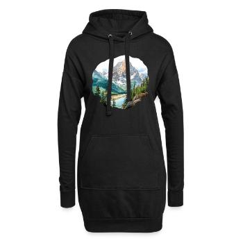 Montagnes - Sweat-shirt à capuche long Femme - noir - Devant