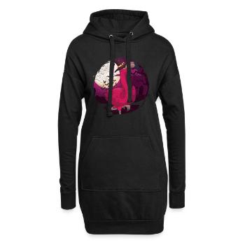 Chapeau de sorcière de pleine lune cadeau Halloween Flamant - Sweat-shirt à capuche long Femme - noir - Devant