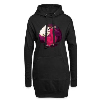 Oiseau Sorcière Animal Halloween Cadeau Rose Flamant Rose - Sweat-shirt à capuche long Femme - noir - Devant