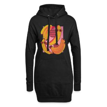 Retro Bananen Sonnenbrille Frucht Geschenk Banane - Hoodie-Kleid - Schwarz - Vorne