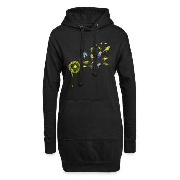 Vogelliebhaber Geschenk Pusteblume Wellensittich - Hoodie-Kleid - Schwarz - Vorne