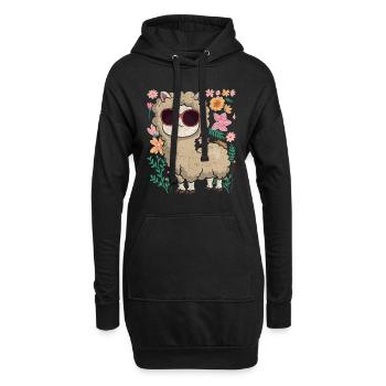 Coole Sonnenbrille Blumen Alpaka Geschenk Lama - Hoodie-Kleid - Schwarz - Vorne