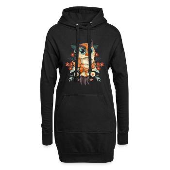 Blumen Tier Wald Vogel Geschenk Niedliches Eule - Hoodie-Kleid - Schwarz - Vorne