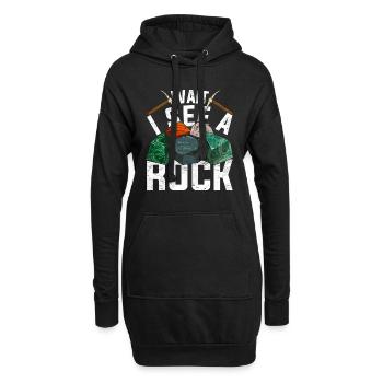 Warte ich sehe einen Stein Lustiges Geologie - Hoodie-Kleid - Schwarz - Vorne