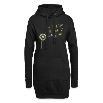 Vogelliebhaber Vogel Geschenk Pusteblume Sittich - Hoodie-Kleid - Schwarz - Vorne