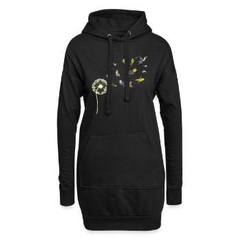 Pusteblume Ornithologe Vogel Geschenk Sittich - Hoodie-Kleid - Schwarz - Vorne