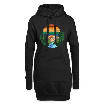 Rétro Nature Lover Mountain Forest Gift Nature - Sweat-shirt à capuche long Femme - noir - Devant