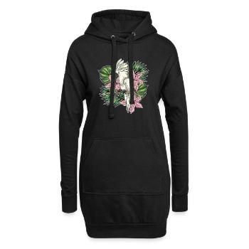 Perroquet Tropical Floral cadeau oiseau cacatoès - Sweat-shirt à capuche long Femme - noir - Devant