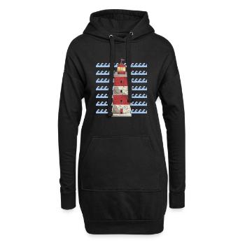 Mer vagues océan cadeau phare - Sweat-shirt à capuche long Femme - noir - Devant