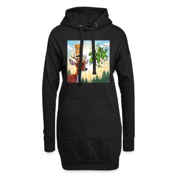 ZEFIX - Cerf à la bière, copain on fête - Sweat-shirt à capuche long Femme - noir - Devant