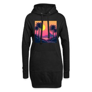 Lebendiger Retro-Sonnenuntergang im Stil der 80er Jahre - Hoodie-Kleid - Schwarz - Vorne