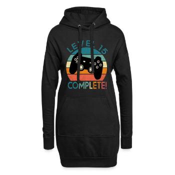 Geburtstag 15 Jahre gamer level 15 geschenk 15 jahre - Hoodie-Kleid - Schwarz - Vorne