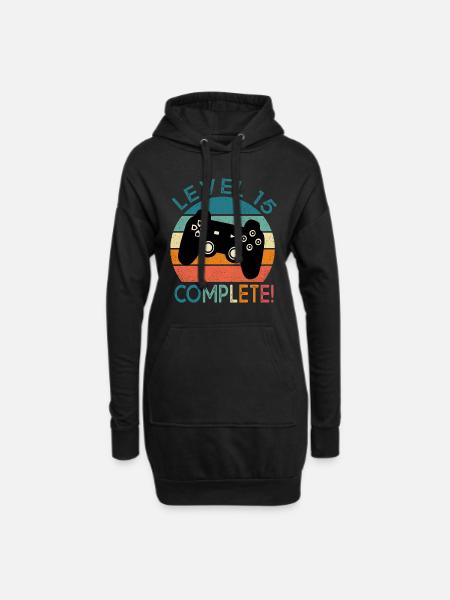 Geburtstag 15 Jahre gamer level 15 geschenk 15 jahre - Hoodie-Kleid - Schwarz
