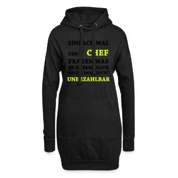 Lustige Sprüche - Unbezahlbar Chef - Hoodie-Kleid - Schwarz - Vorne