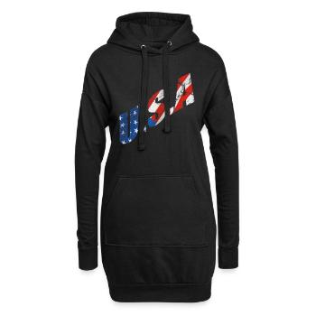 usa - Hoodie-Kleid - Schwarz - Vorne