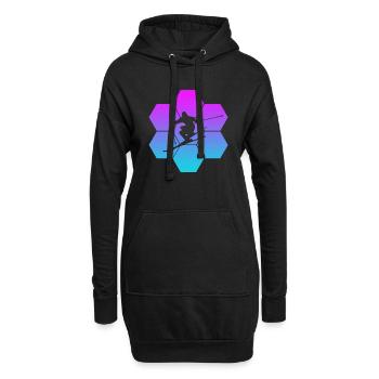 Skiing - Hoodie-Kleid - Schwarz - Vorne