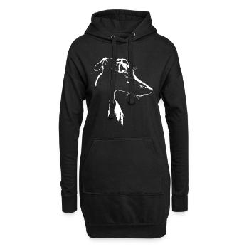 Whippet Silhouette Greyhounds Chien Chiens Wilsigns - Sweat-shirt à capuche long Femme - noir - Devant