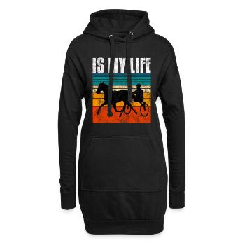 Is my life Trabreiter Trabrennen Trabreiten Retro - Hoodie-Kleid - Schwarz - Vorne