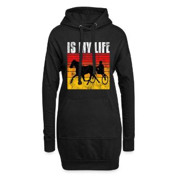 Ma vie est-elle Trabreiter Trabrennen Trabreiten Retro - Sweat-shirt à capuche long Femme - noir - Devant
