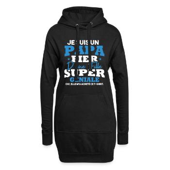 Je suis un papa fier d une fille super géniale - Sweat-shirt à capuche long Femme - noir - Devant