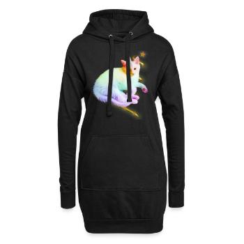 Licorne Unicorn Watercolor Angora Cat - Sweat-shirt à capuche long Femme - noir - Devant