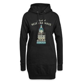 Hannover, kultiges Neues Rathaus, Niedersachsen - Hoodie-Kleid - Schwarz - Vorne