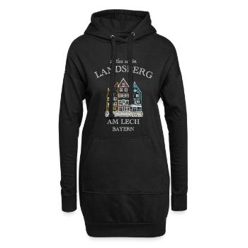 Landsberg am Lech, bunte Häuserzeile, Bayern - Hoodie-Kleid - Schwarz - Vorne