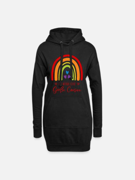 Ich werde eine große Cousine Regenbogen - Hoodie-Kleid - Schwarz