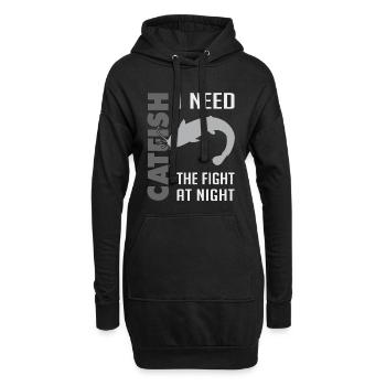 Combat de pêche au poisson-chat avec le poisson-chat fort - Sweat-shirt à capuche long Femme - noir - Devant