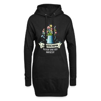 Gartenchefin – wer nicht spurt wird kompostiert - Hoodie-Kleid - Schwarz - Vorne