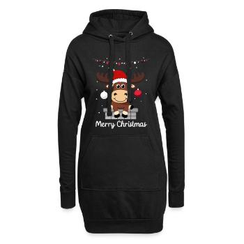 Doux orignal de Noël - Sweat-shirt à capuche long Femme - noir - Devant