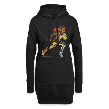 American Football Frau - Hoodie-Kleid - Schwarz - Vorne