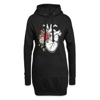 Blumenherz Anatomieillustration - Hoodie-Kleid - Schwarz - Vorne