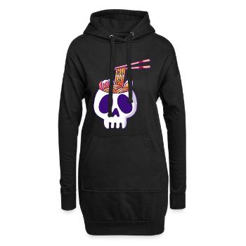 Totenkopf- und Ramen-Nudeln - Hoodie-Kleid - Schwarz - Vorne